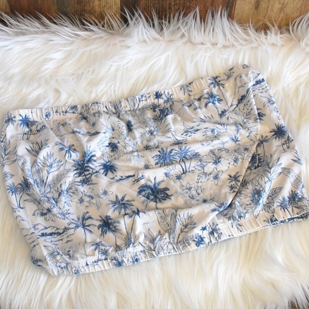 American Eagle Printed Tube Top White/Blue Large